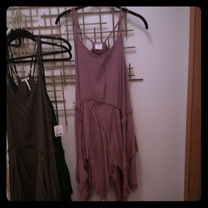 Free People Tattered Up Shredded Hem Slip Dress